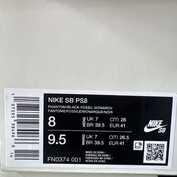 Mens Size 8 Nike SB PS8 White Blue Black Skateboarding Sneakers FN0374 001 NEW - Picture 7 of 7